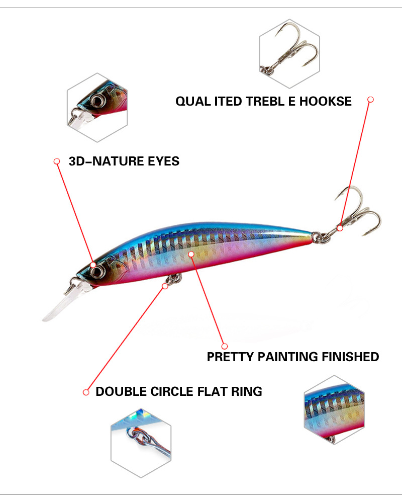 13 Colors Shallow Diving Minnow Lures Sinking Hard Baits Fresh Water Bass Swimbait Tackle Gear