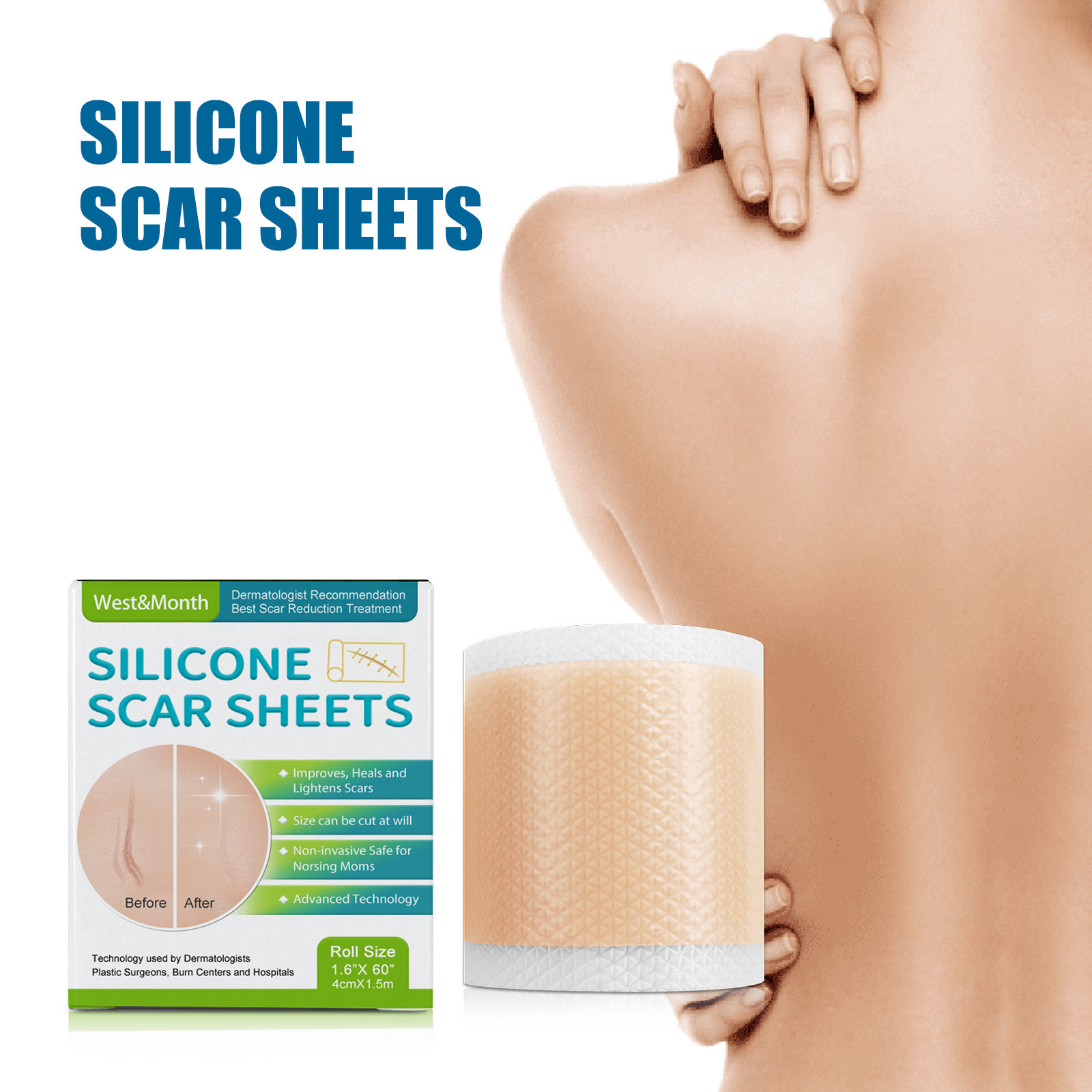 West Month Self-Adhesive Silicone Skin Patch, Lightweight and Easy to Cut, Smooth Skin Texture Care Patch