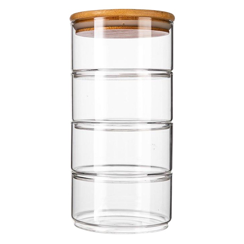 Ensaladera de frutas japonesas tazón de vidrio transparente con tapa hogar simple tanque de almacenamiento creativo combinación de múltiples capas tanque de almacenamiento