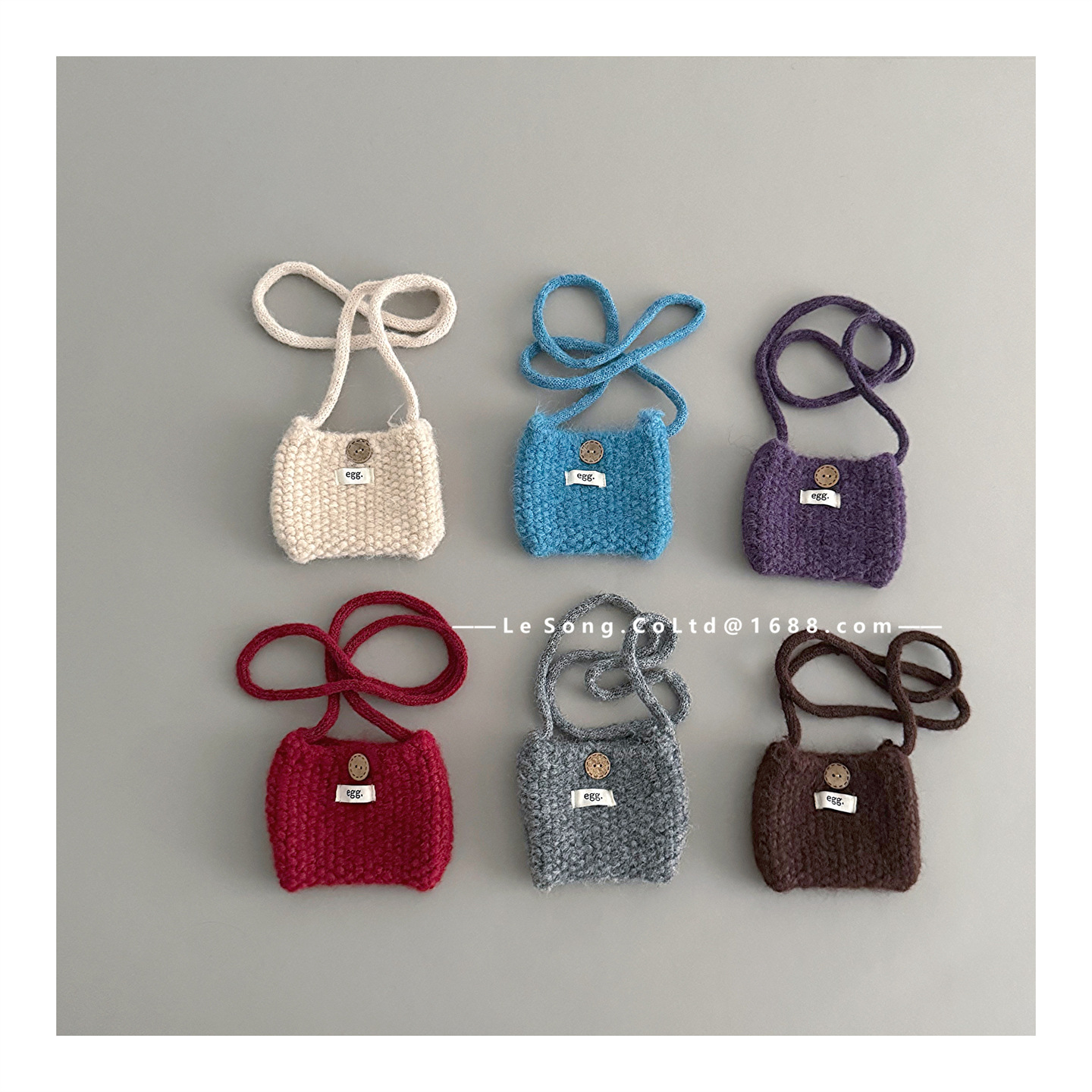 Designer-style children's mini knitted bag, Korean-style versatile unisex solid-color crossbody bag, perfect for styling and holding headphones
