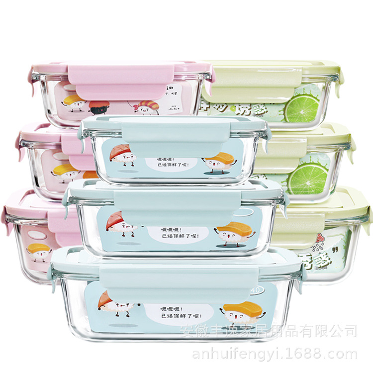 Glass lunch box can be heated in microwa...