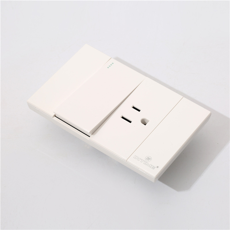外贸批发118型美式开关插座一开一插墨西哥插座白色大板墙壁开关