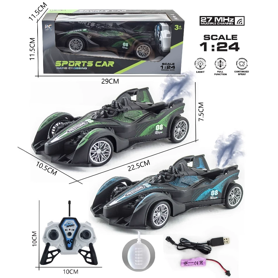 Lightweight spray, remote control car, electric racing car, realistic battery, scale 1:24