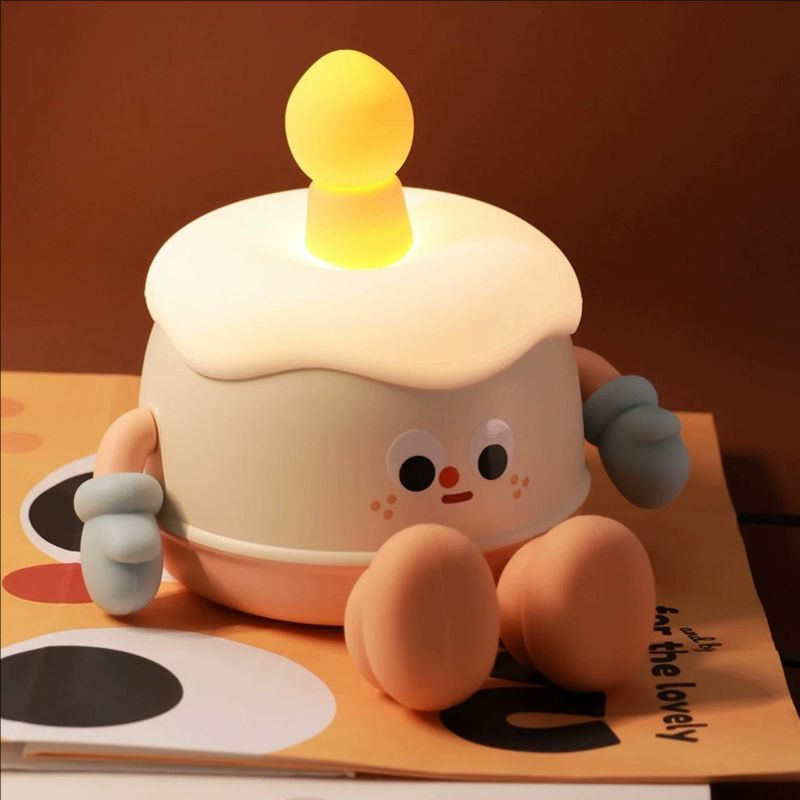 誕生日ケーキ型ナイトライト 高級感 ギフト パッティングライト 雰囲気ライト 誕生日プレゼント 子供用漫画風ベッドサイドランプ|undefined
