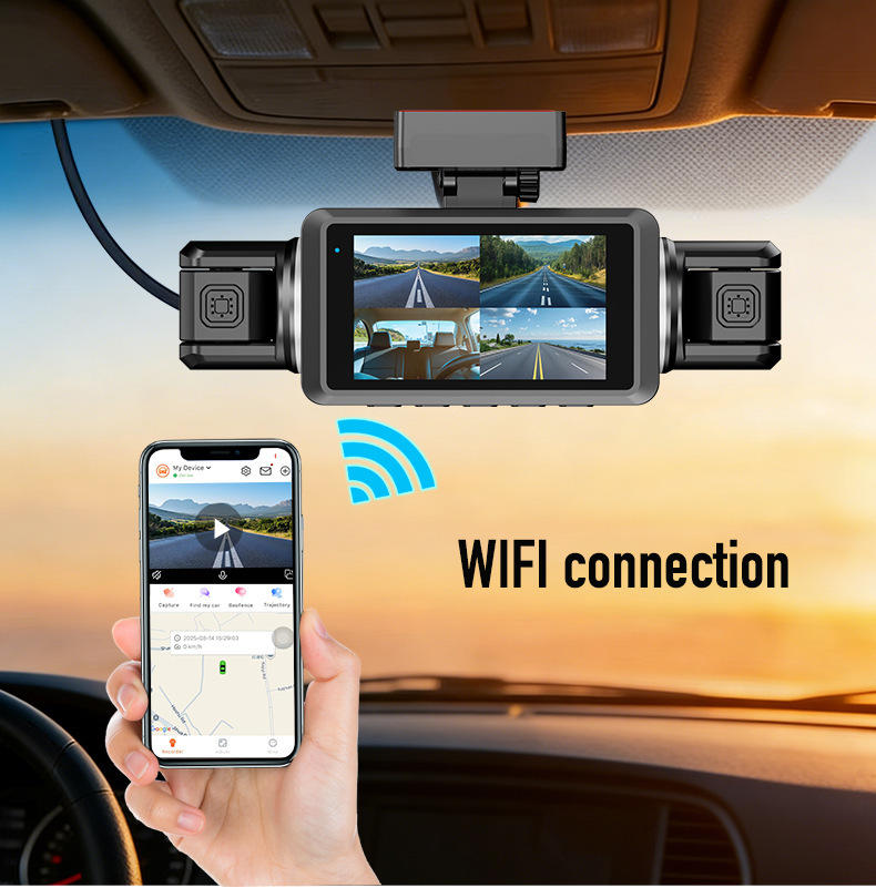 Cross-Border 4g Dashcam with Wifi, Four-Channel Recording, 24-Hour Remote Monitoring, Gps Positioning, Bsd Blind Spot Monitoring, Foreign Trade