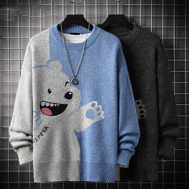 Japanese sweater men's loose lazy Hong Kong style autumn and winter thick sweater Korean style trendy all-match personality 2022 New