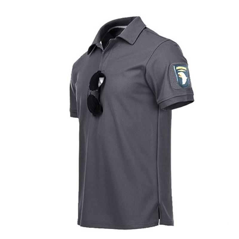 Camiseta de tropas especiales al aire libre de hombres tácticas de solapa de mangas cortas polo elástica camiseta de secado rápido uniforme militar de mangas cortas hombre verano