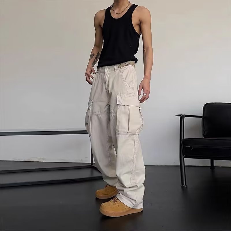 Multi-Pocket Cargo Pants Men's Trendy Brand Ruffian Handsome ins Hong Kong Style Casual Pants High Street Style Men's Pants Ankle Pants