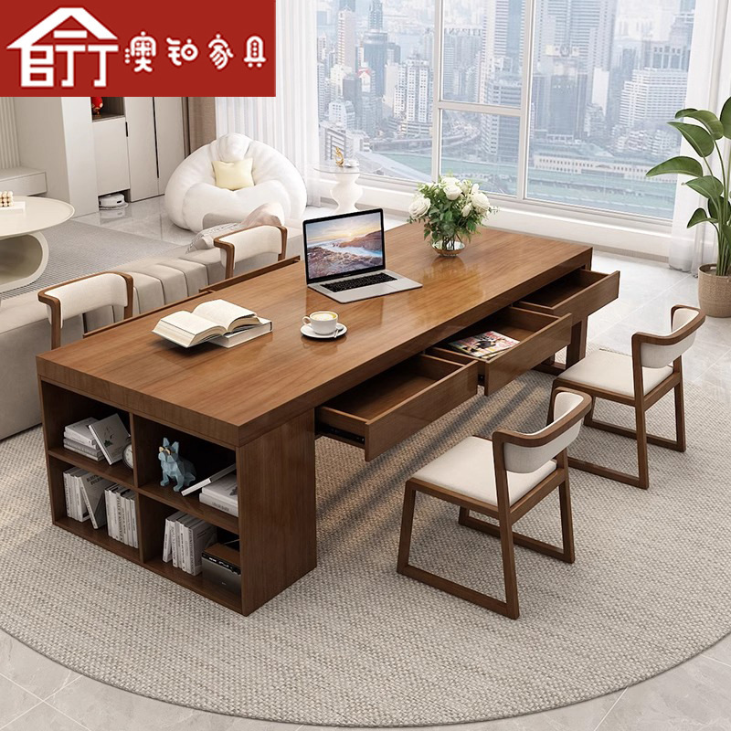 Australian Platinum Nordic Living Room Full Solid Wood Long Desk Bookcase Integrated Household Writing Desk with Drawer Student Reading Table Australian Platinum Nordic Living Room Full Solid Wood Long Desk Bookcase Integrated Household Writing Desk with Drawer Student Reading Table