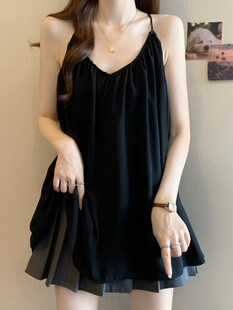 Plus Size Super Fairy French V Neck Backless Camisole Women's Summer Fat mm Loose Slimming Look Elegant Chiffon Sleeveless Top