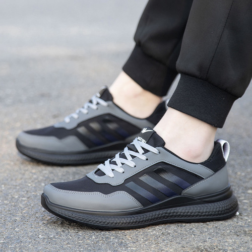 Sports shoes for men  spring new breathable casual running shoes polyurethane soft sole men's shoes fashionable low-top trendy shoes