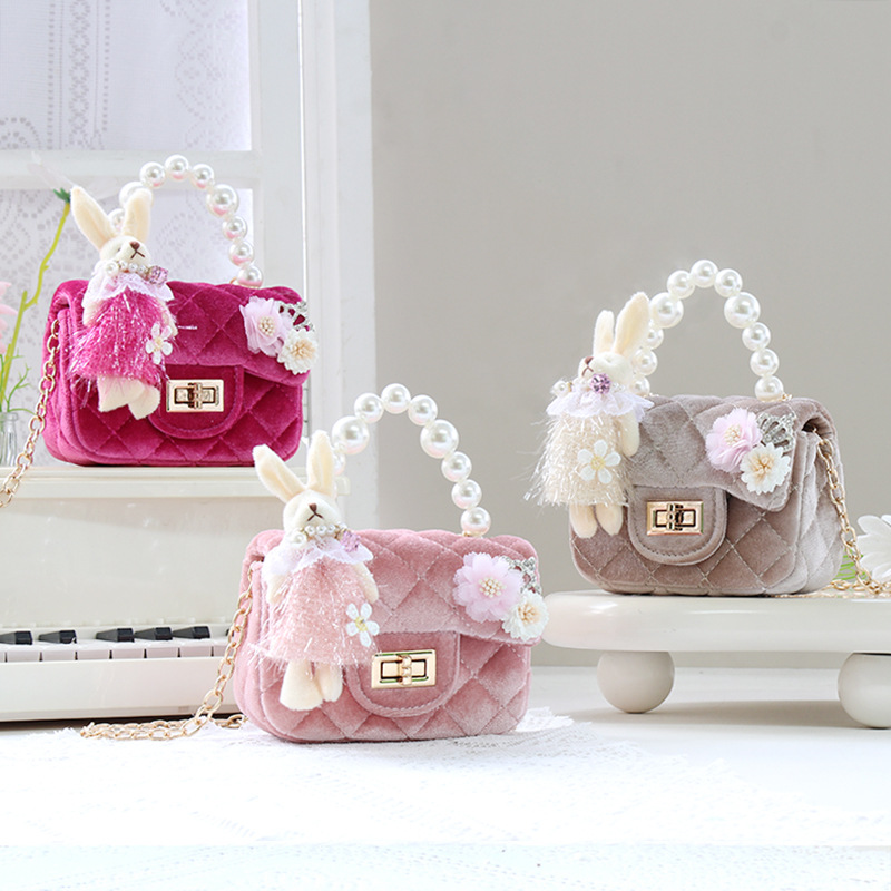 New Little Girl Bag, Small Bag, Cute Spring and Autumn Pearl Handbag, Princess Fashionable Crossbody Bag