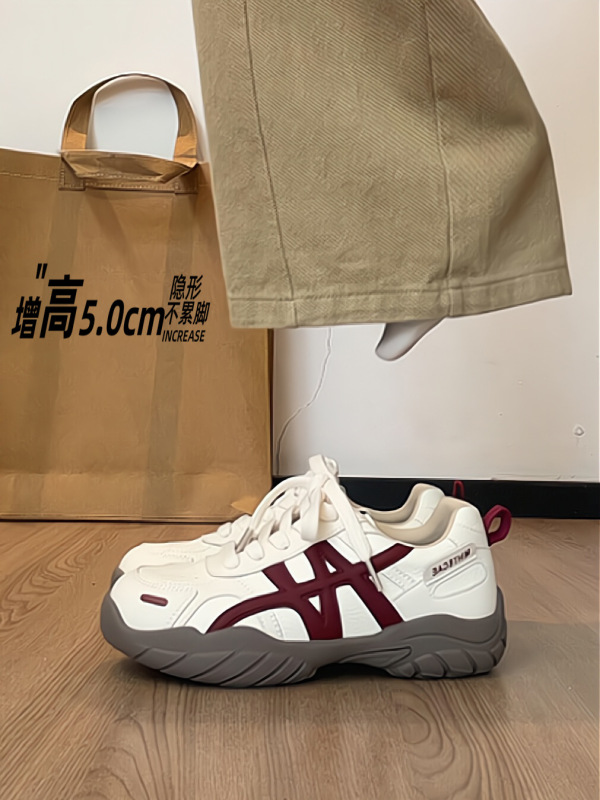牛皮版~厚底内增高真皮德训鞋女2025秋冬新款阿甘运动休闲板鞋|undefined