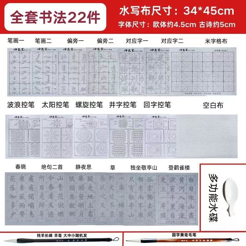 유럽시 제어 초보자 19 22 조각 물 쓰기 세트 (쓰기 브러시 2 개 및 디스크 1 개)