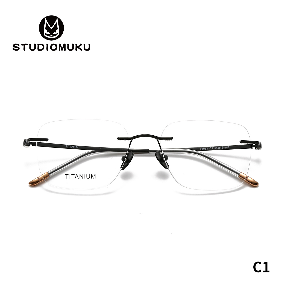 STUDIOMUKU gafas de madera cool marco de gafas de miopía cuadrada sin marco simple con marco de gafas de negocios para hombres y mujeres