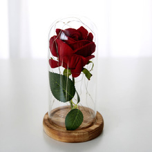 永生花玻璃罩仿真玫瑰花玻璃罩礼品支持定做代发LED烧色串灯