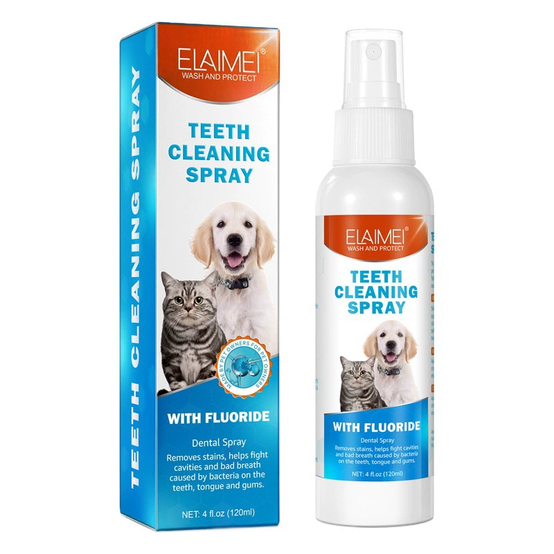 Спрей для чистки полости рта животных ELAIMEI, для собак и кошек, уход за зубами, удаление пятен, 120 мл