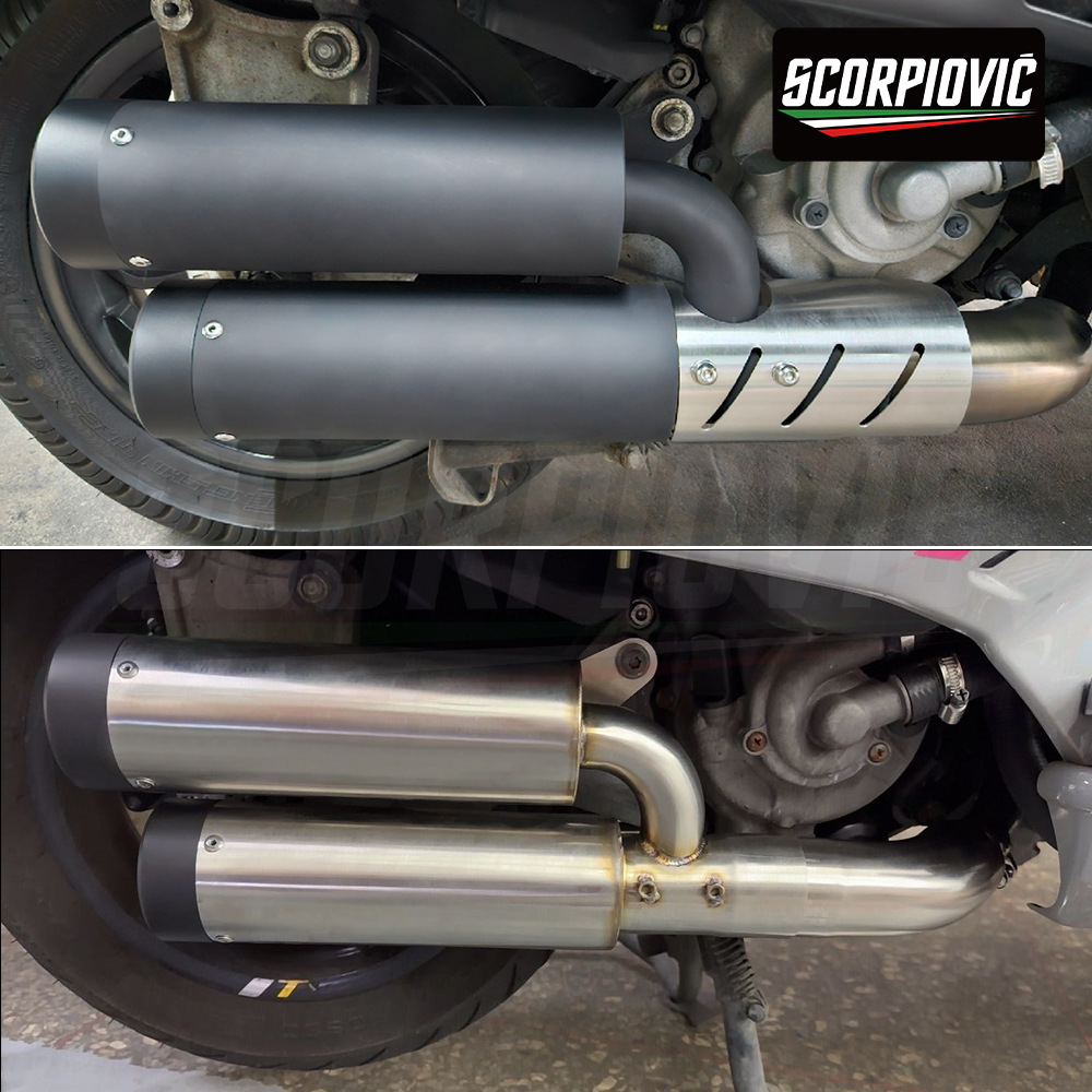 Motorcycle exhaust pipe modification Vespa GTS300 double-out middle and tail section non-destructive installation 2008-2020