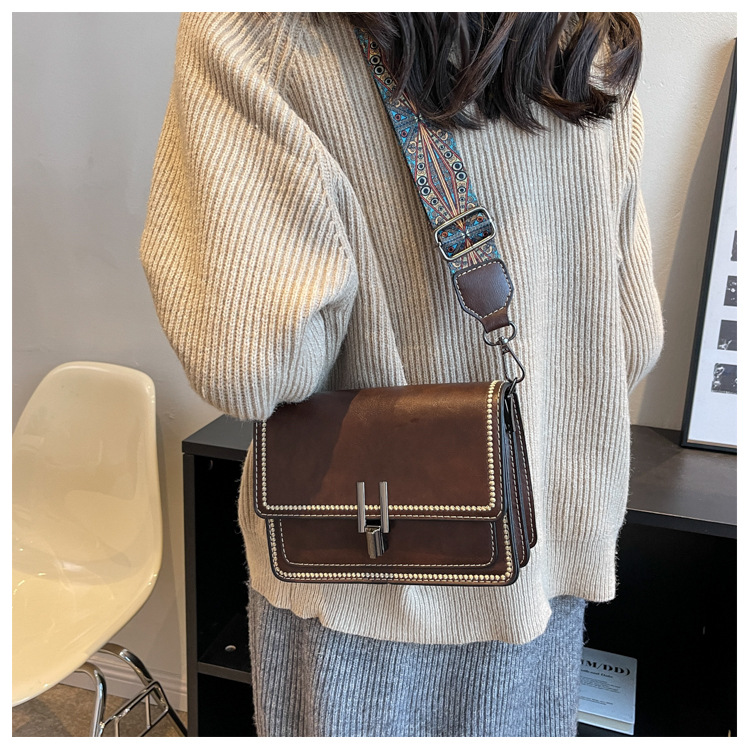 Women's Crossbody Small Square Bag Retro Contrast Colour Handbag_voghion.com