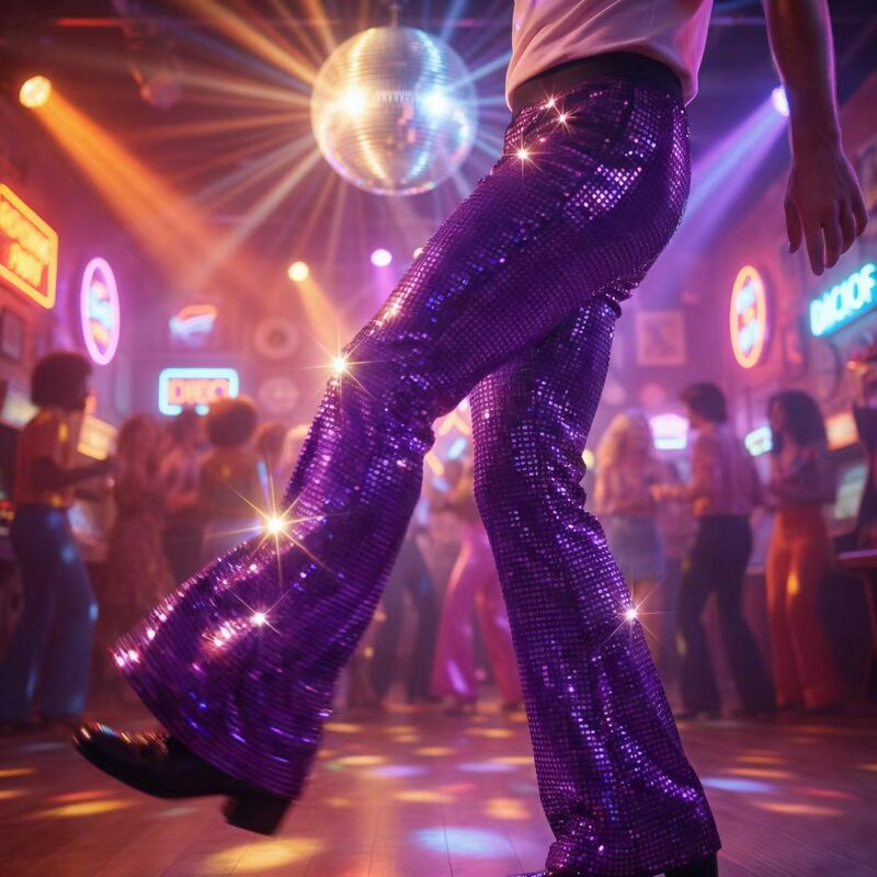 2026 European and American Retro Hip-Hop Trendy Flared Pants Nightclub Shiny Men's Stage Performance Sequined Plaid Trousers 2026 European and American Retro Hip-Hop Trendy Flared Pants Nightclub Shiny Men's Stage Performance Sequined Plaid Trousers