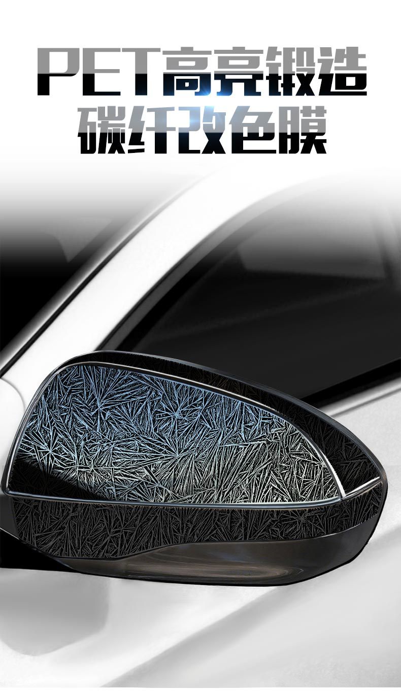 Cross-Border New Product Pet Forged Ice Crack Carbon Fiber Central Control Interior Red Blue Rearview Mirror Full Body Film