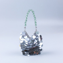 跨境新款晚宴包纯手工银色亮片亚克力手提宴会包派对夜店女神现货