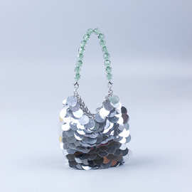 跨境新款晚宴包纯手工银色亮片亚克力手提宴会包派对夜店女神现货