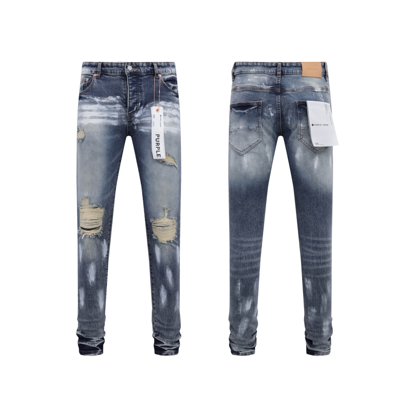 PURPLE BRAND JEANS美潮高街男士休闲破洞设计款修身显瘦牛仔长裤|undefined