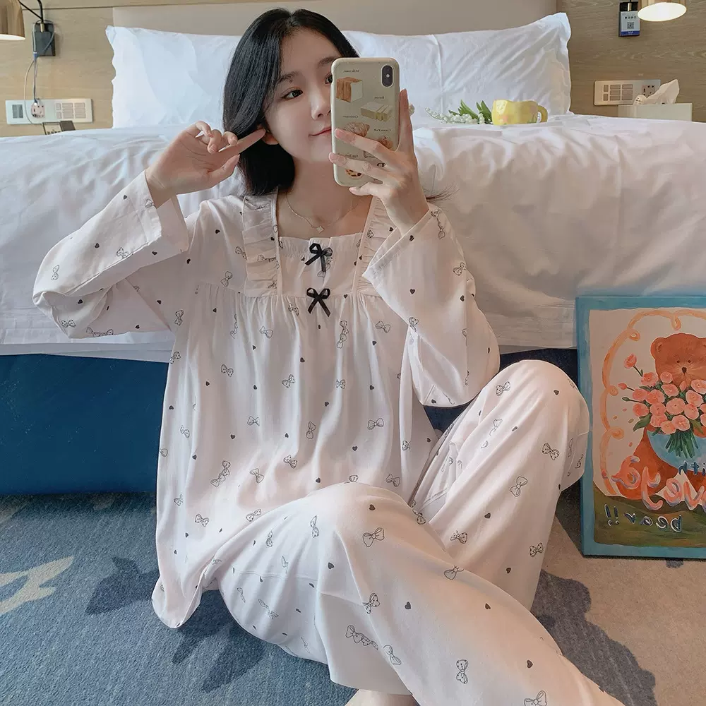 棉绸睡衣女春秋2025新款大码甜美学生长袖长裤凉感绵绸睡衣套装