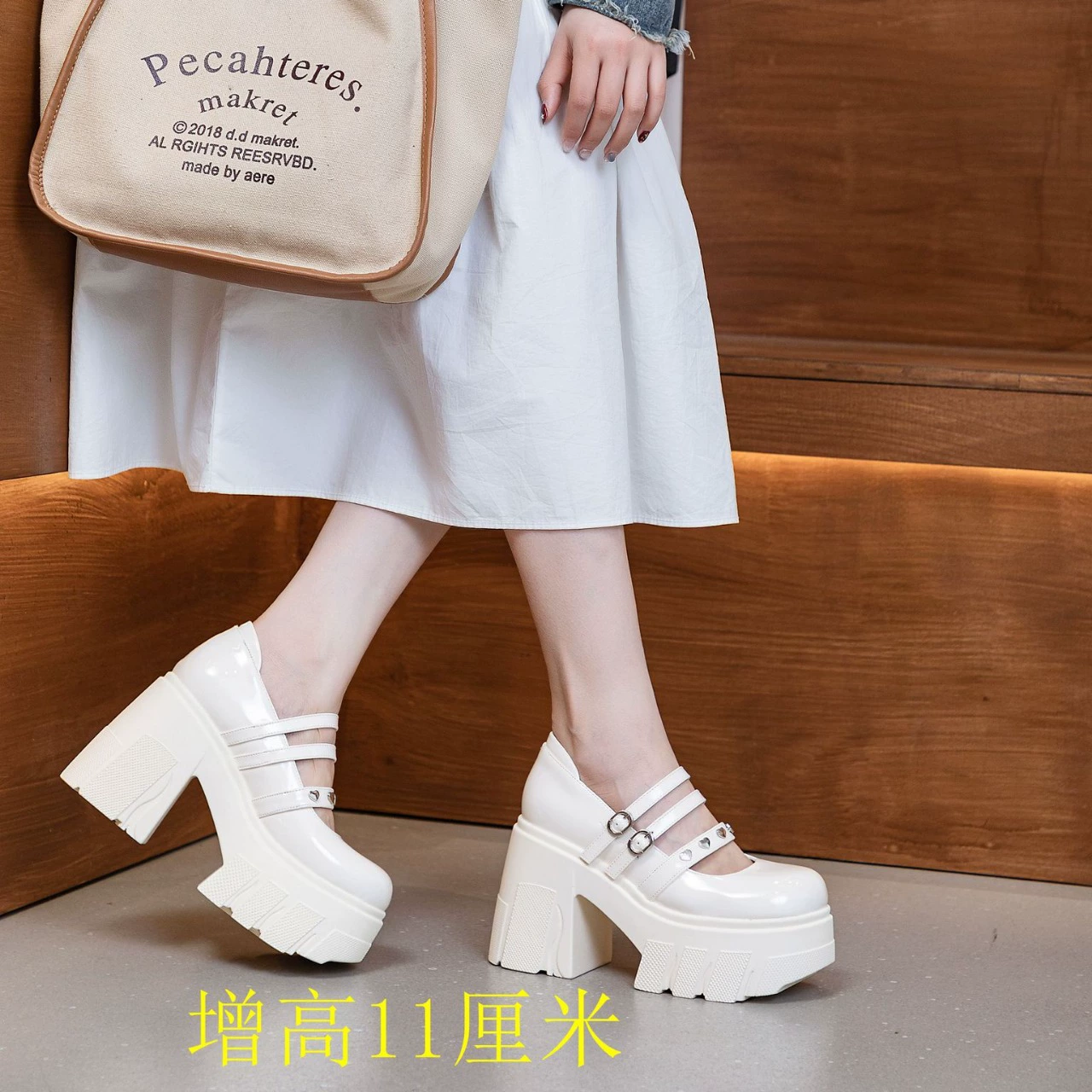 Маленькая принцесса подняла сладкие студенческие туфли Мэри Джейн толстые каблуки на высоком каблуке новые неглубокие кожаные туфли