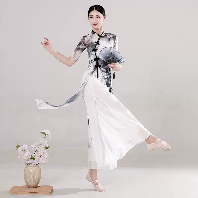 Классический танцевальный костюм Cheongsam, комплект в стиле ретро, топ для классического танца, китайский танец, квадратный танец, национальный стиль, танцевальный костюм для выступления
