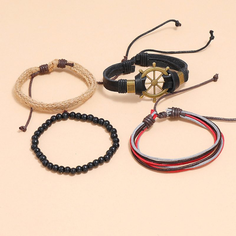 retro rudder braided leather bracelet