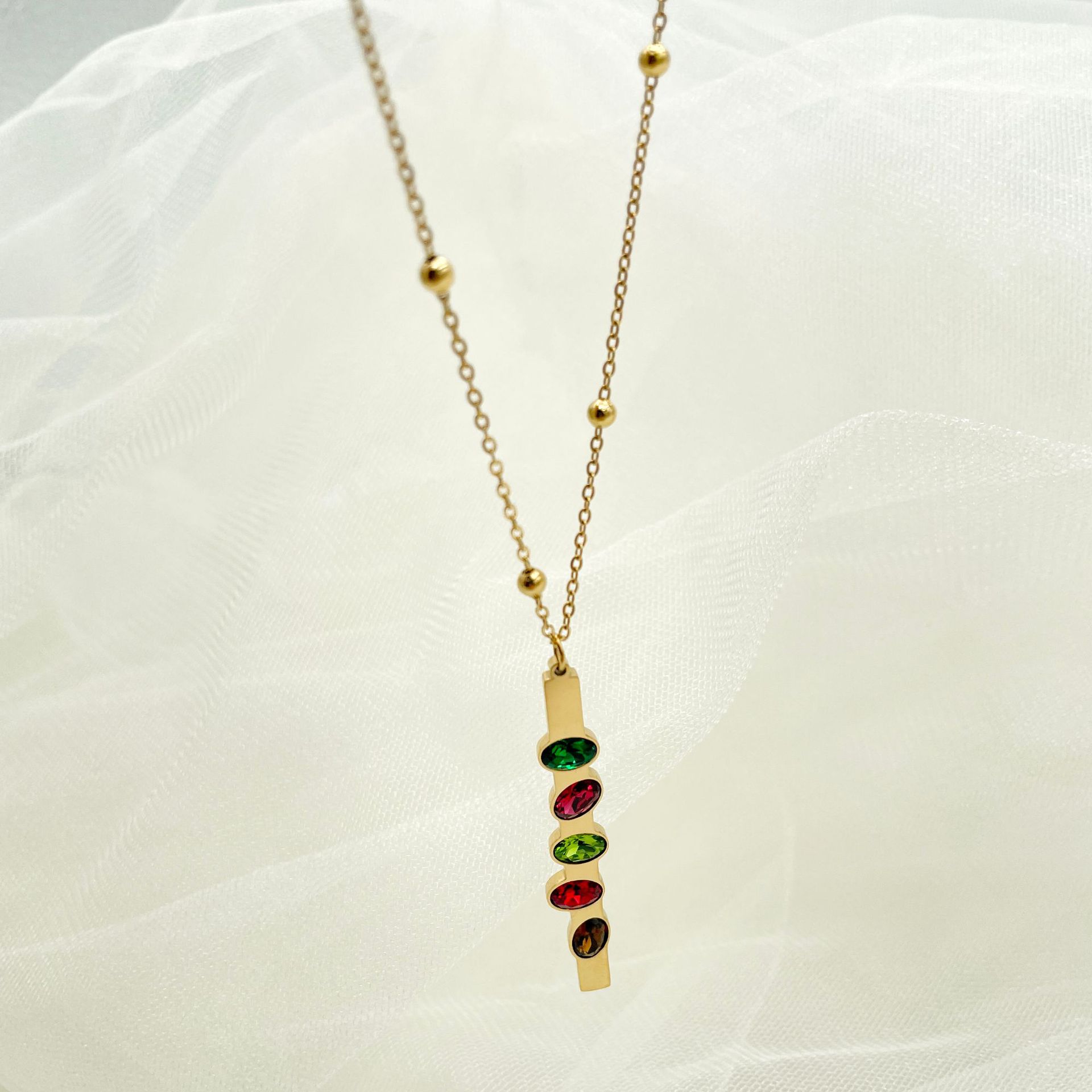 Simple Style Geometric Stainless Steel Plating Zircon Pendant Necklace