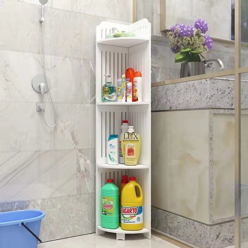 Estantes de baño inodoro de piso de esquina de pared de esquina estantería impermeable de almacenamiento de pared triangular de baño sin perforación
