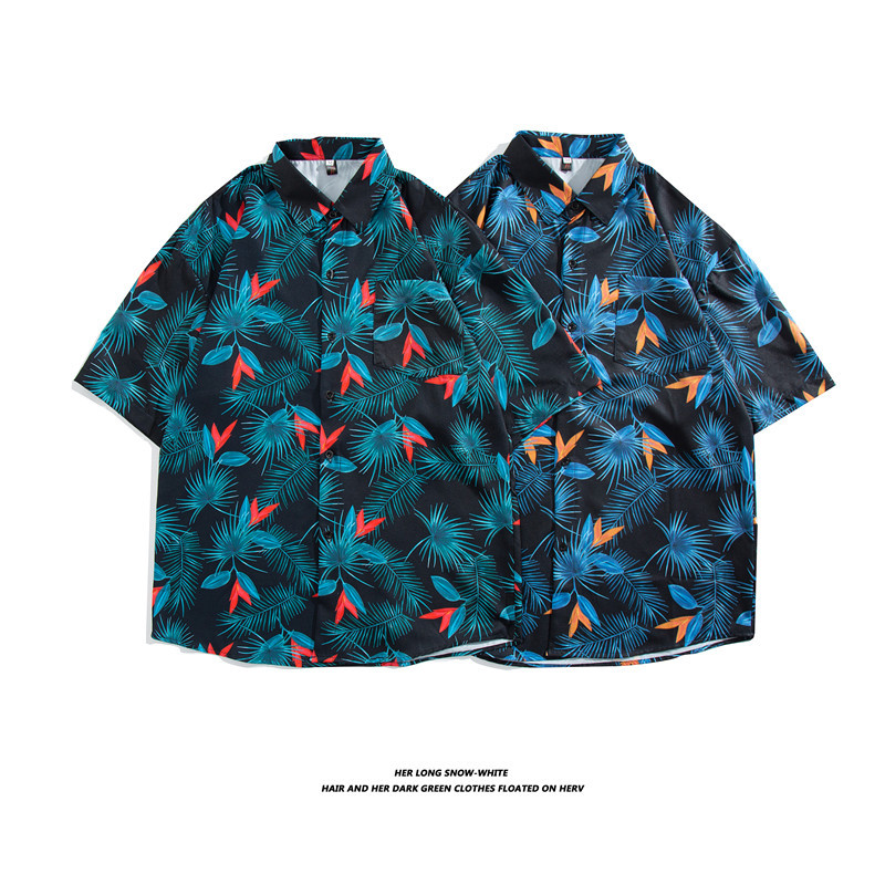 Men's Hawaiian Ice Silk Shirt Short Sleeved Floral Print Loose Fit Summer Style Quick Drying Versatile Beachwear For Thai Travel_viptrois.com