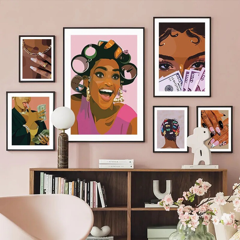 Modern American Fashion Beauty Decorative Painting Core Nail Lip Poster Living Room Bedroom Background Wall Frameless Hanging Painting