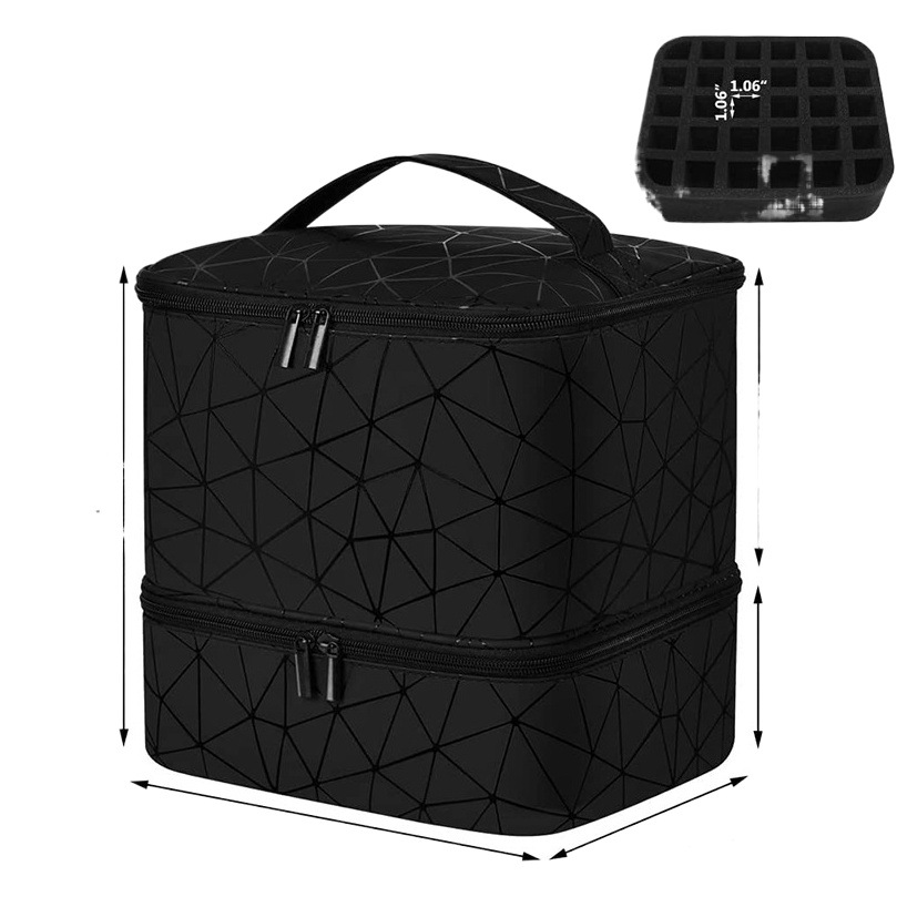 Bolsa de almacenamiento de esmalte de uñas para uñas de doble capa de maquillaje de aceite esencial de gran capacidad que puede contener lámpara de soporte 30 botellas Amazon