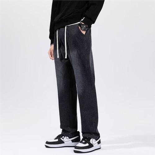 Exclusive American Retro Washed Denim Jeans for Men 2025 Trend Brand High Street Wide Leg Pants Loose Straight Leg Versatile