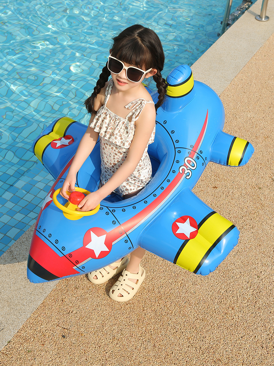 Nuevo asiento inflable para niños en forma de avión/barco, juguete acuático para exteriores con volante. image 6
