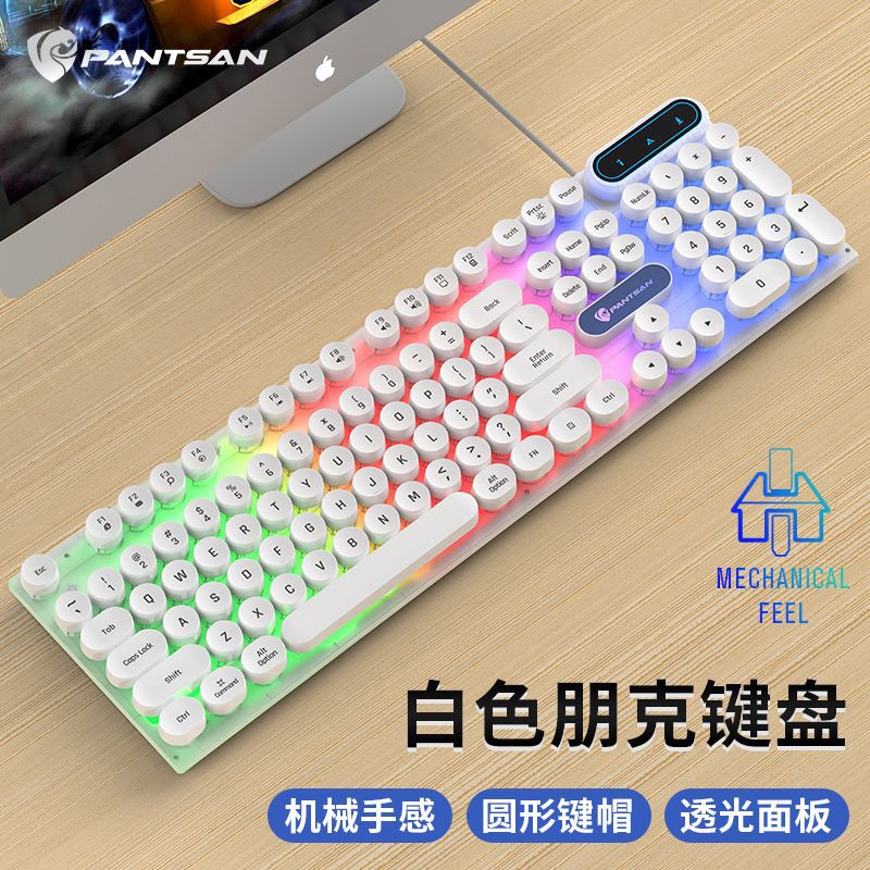 Teclado y ratón mecánico Pansen PT100, keycaps redondos, con cable luminoso