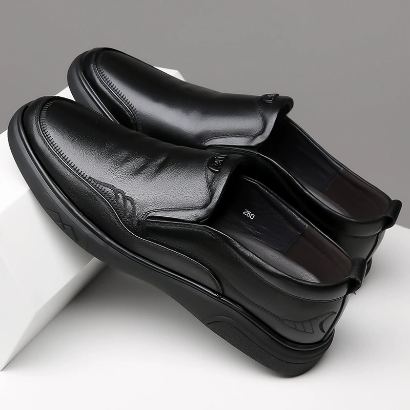Мужские кожаные туфли без шнурков, натуральная кожа, новая модель осень 2025, нескользящие, дышащие, из первого слоя телячьей кожи, доступен дропшиппинг.