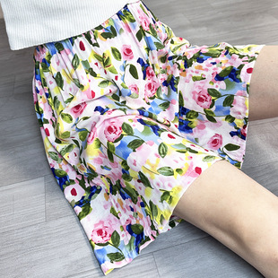 Summer cotton silk pajamas for women, summer shorts, Internet celebrity thin wide-leg pants, artificial cotton, wearable single pants, large size home pants