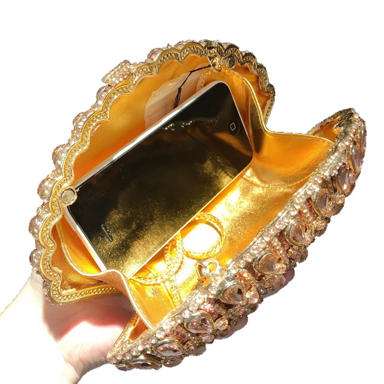 Bolsas de banquete de diamantes de Europa y América bolsas de mano de vidrio tipo bolsas de conchas bolsas de metal transfronterizas bolsas de mujer