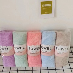 メーカー卸売りの高密なサンゴの毛の5本は柔らかくて吸水して顔のタオルを洗って髪の毛の速乾性の贈り物のタオルを拭きます。
