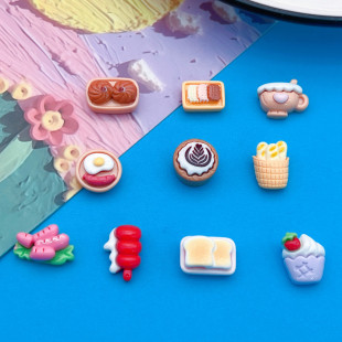 Mini Small Food Toy Series Plate Biscuit Bread Bun Egg Hairpin Manicure DIY Patch Resin Accessories