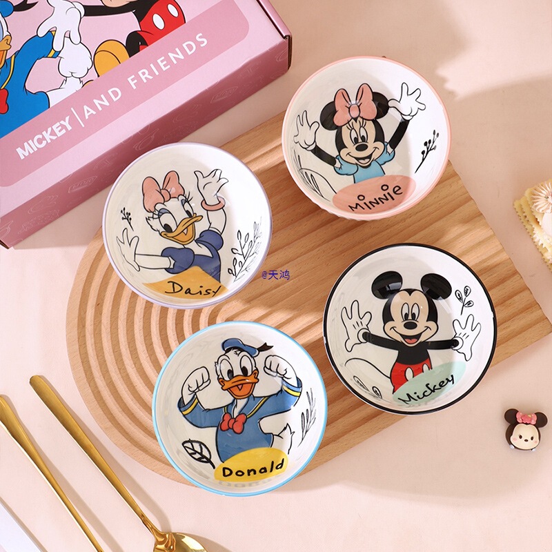 Co-Branded Mickey Mickey Mouse Minnie Donald Duck Rice Bowl Small Dish Plate Cartoon Household Ceramic Tableware