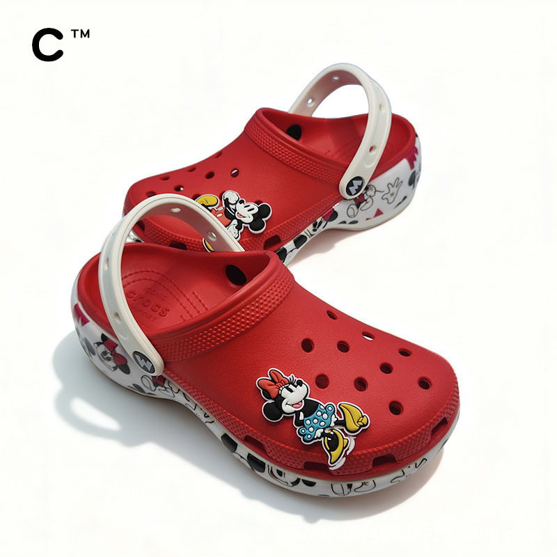 Cross Mickey and Minnie Croc Shoes Minnie Mouse Co-Branded Thick-Soled Cloud Women's Breathable Height-Increasing Sandals