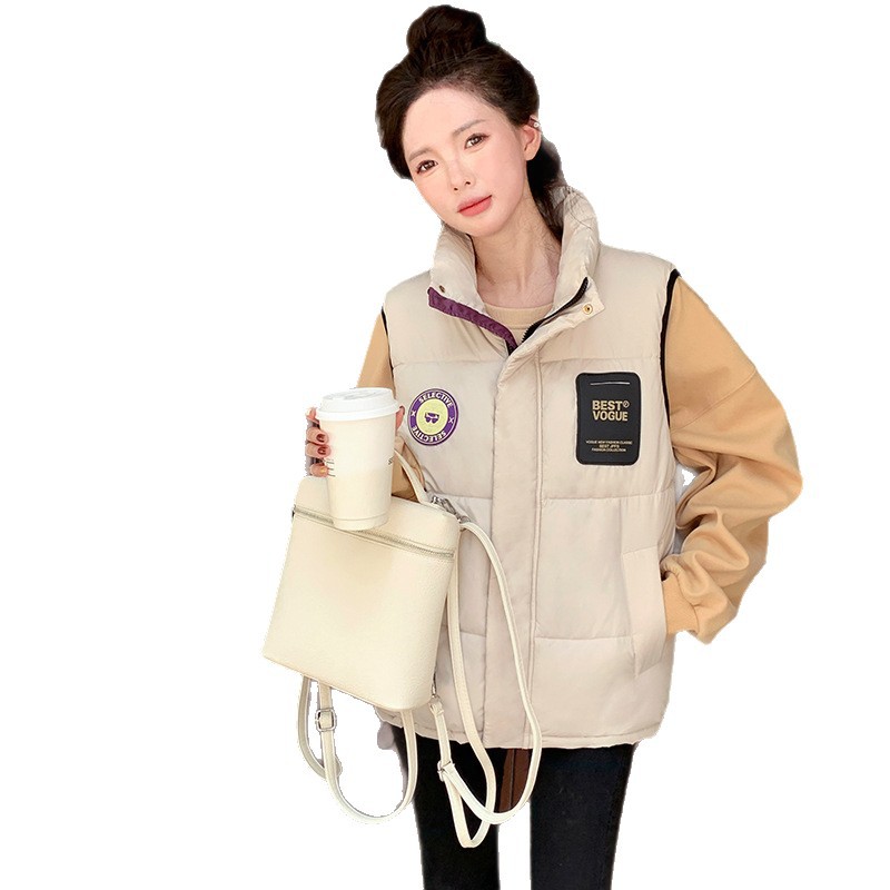 Algodón chaleco mujer 2025 invierno nuevo estilo coreano etiqueta de cuello de hombro de algodón casual sensación de diseño chaleco chaqueta de moda image 6