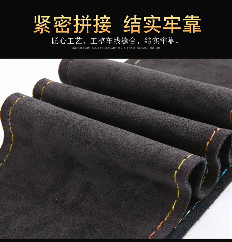 Turned cowhide hand-stitched steering wheel cover for four seasons universal real cowhide car handle cover