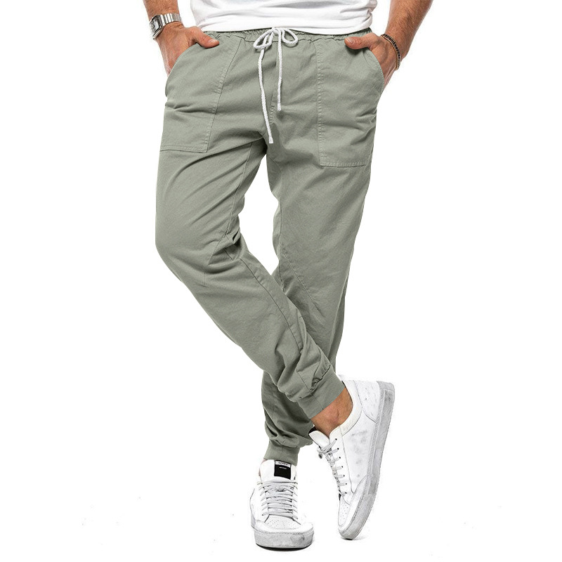 2024 Men's Spring And Summer New Style Classic Drawstring Pants Solid Color Woven Casual Sports Work Trousers Plus Size Men's Clothing_voghion.com